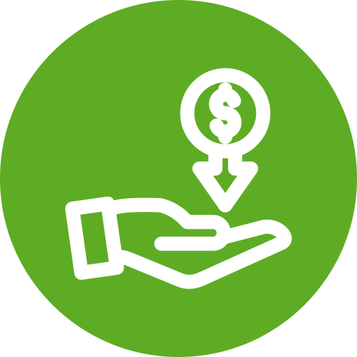 Une main est tendue, paume vers le haut. Une flèche part d'un dollar pour baisser vers la main.